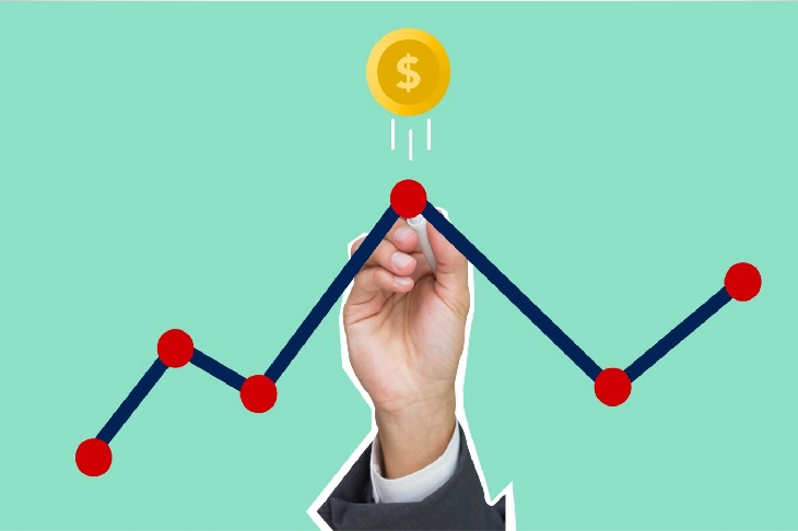 hand point out ups & downs in graph